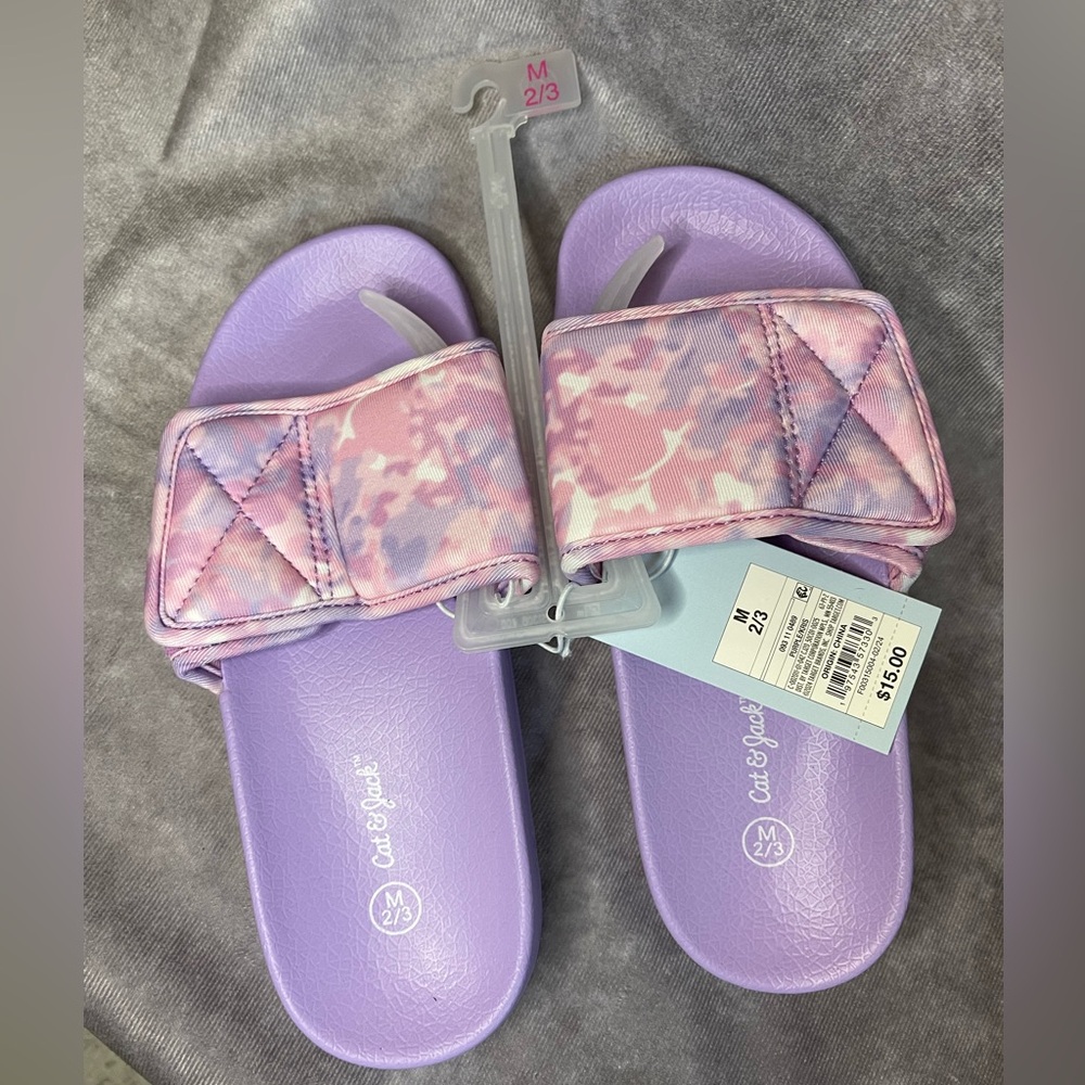 Cat & Jack Lavender and Pink Slide Sandals NWT